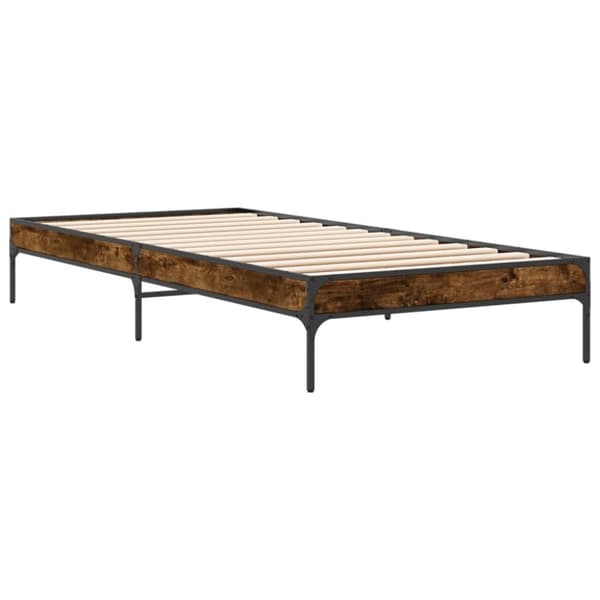 vidaXL Sengeramme røkt eik 90x190 cm konstruert tre og metall