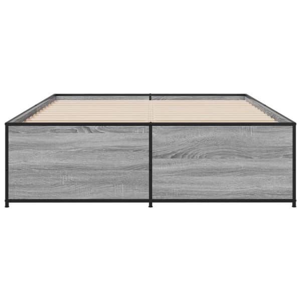 vidaXL sengestel 140x190 cm konstrueret træ og metal grå sonoma-eg