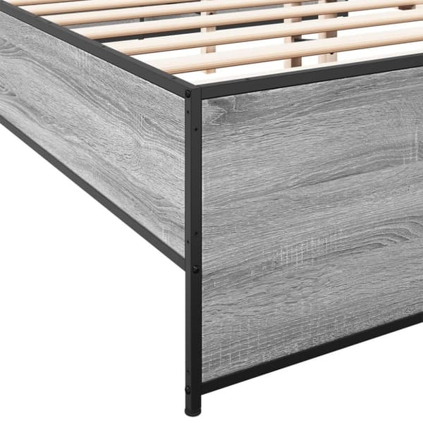 vidaXL sengestel 140x190 cm konstrueret træ og metal grå sonoma-eg
