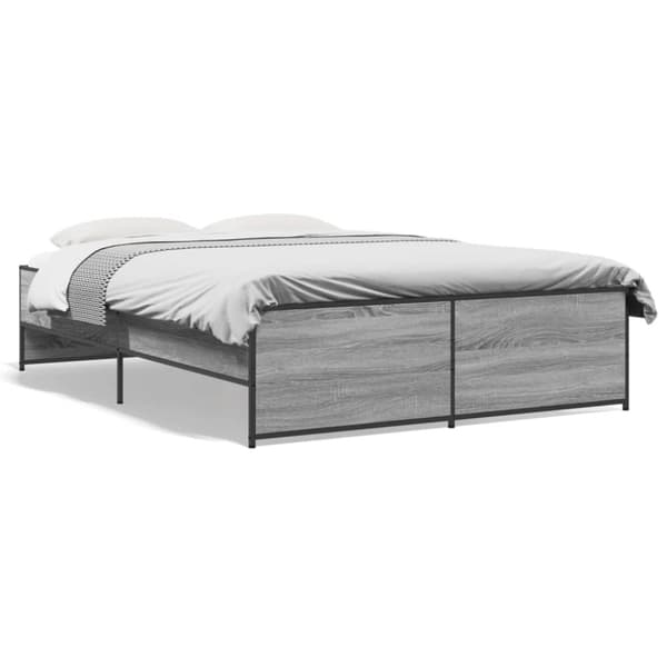 vidaXL sengestel 140x190 cm konstrueret træ og metal grå sonoma-eg