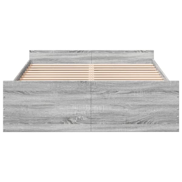 vidaXL Sängynrunko laatikoilla harmaa Sonoma 135x190 cm tekninen puu