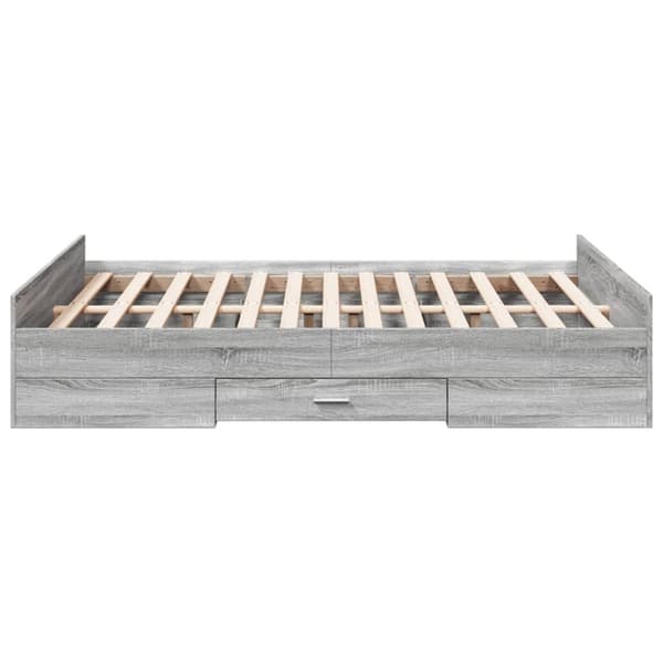 vidaXL Sängynrunko laatikoilla harmaa Sonoma 135x190 cm tekninen puu