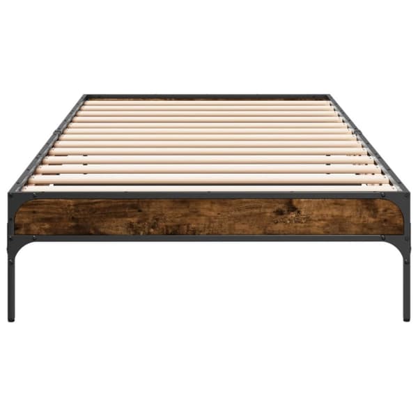 vidaXL Sängynrunko savutammi 90x190 cm tekninen puu ja metalli