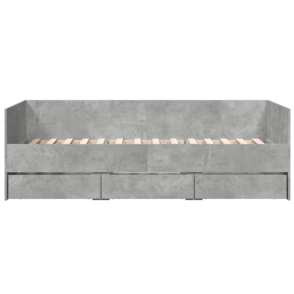 vidaXL Dagbädd med lådor betonggrå 90x200 cm konstruerat trä