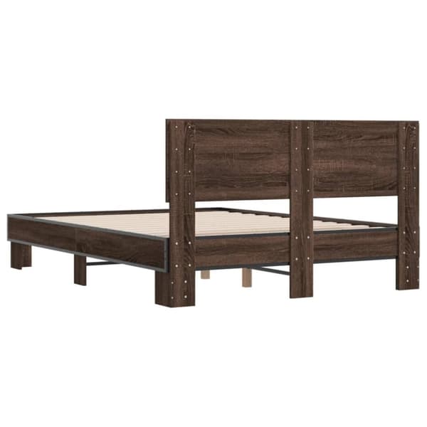 vidaXL Sengeramme brun eik 120x200 cm konstruert tre og metall