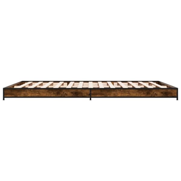 vidaXL Sengeramme røkt eik 135x190 cm konstruert tre og metall