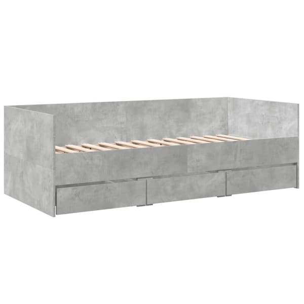 vidaXL Vuodesohva laatikoilla ei patjaa betoninharmaa 90x200 cm