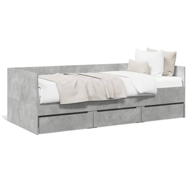 vidaXL Vuodesohva laatikoilla ei patjaa betoninharmaa 90x200 cm