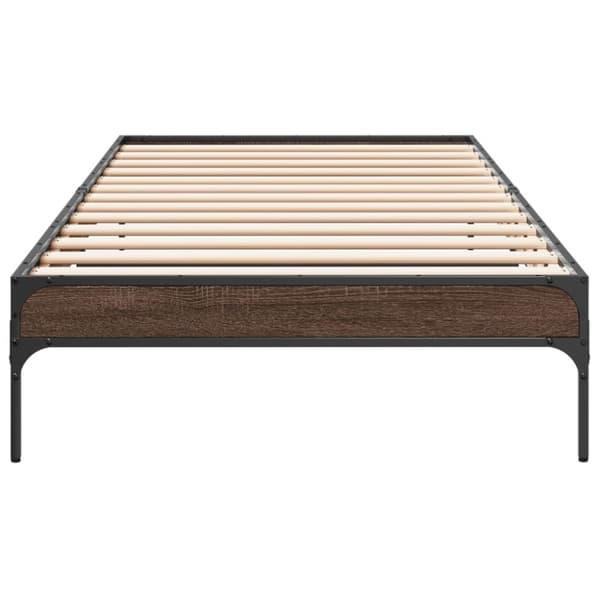 vidaXL Sängynrunko ruskea tammi 100x200 cm tekninen puu ja metalli