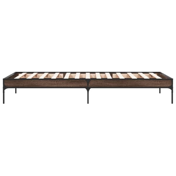 vidaXL Sängynrunko ruskea tammi 100x200 cm tekninen puu ja metalli