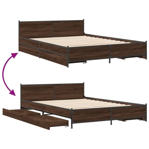 vidaXL Sengeramme med skuffer brun eik 120x190 cm konstruert tre
