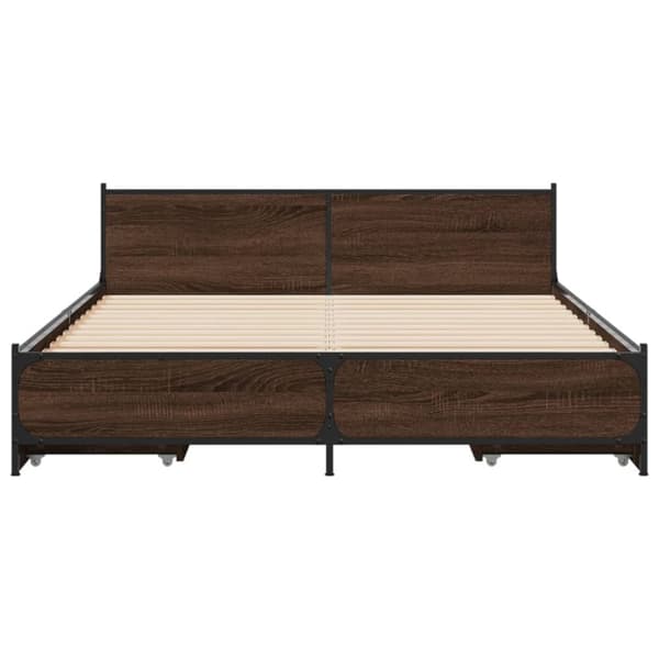 vidaXL sengeramme med skuffer 120x190 cm konstrueret træ brunt egetræ