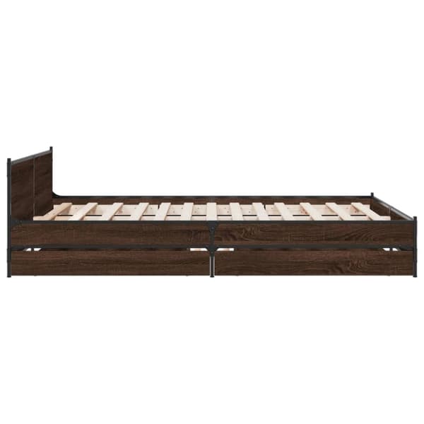 vidaXL sengeramme med skuffer 120x190 cm konstrueret træ brunt egetræ