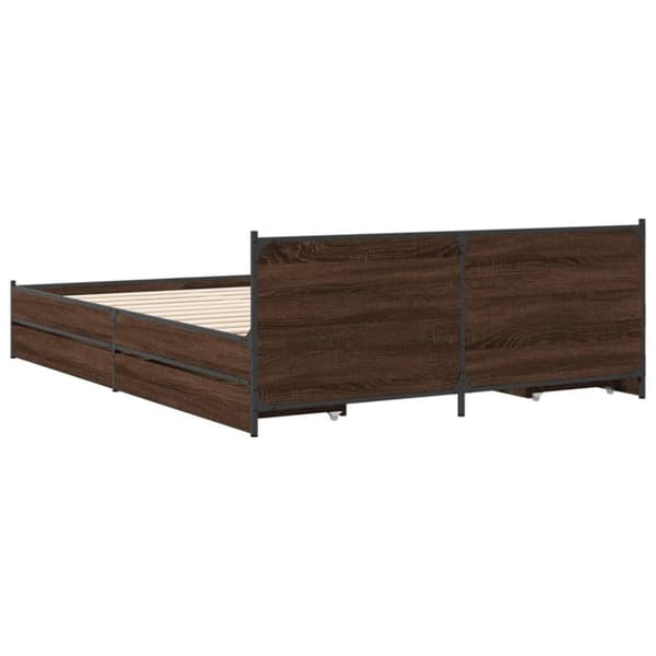 vidaXL sengeramme med skuffer 120x190 cm konstrueret træ brunt egetræ