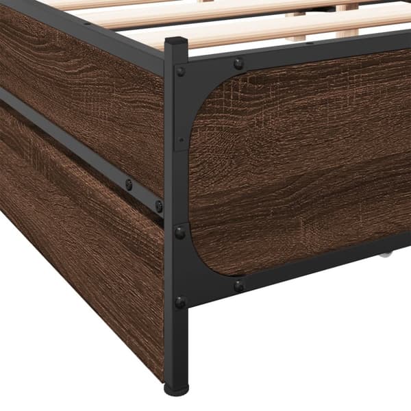 vidaXL sengeramme med skuffer 120x190 cm konstrueret træ brunt egetræ