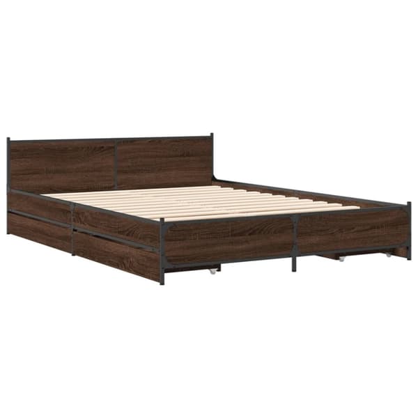 vidaXL sengeramme med skuffer 120x190 cm konstrueret træ brunt egetræ