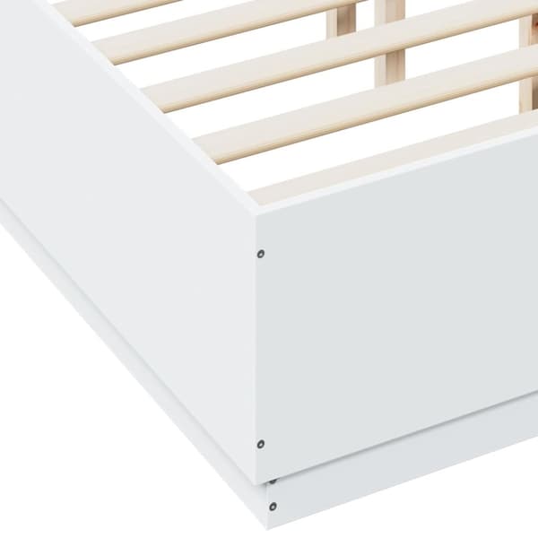 vidaXL Sengeramme med LED-lys hvit 135x190 cm konstruert tre