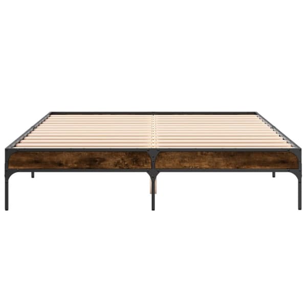 vidaXL Sengeramme røkt eik 140x200 cm konstruert tre og metall