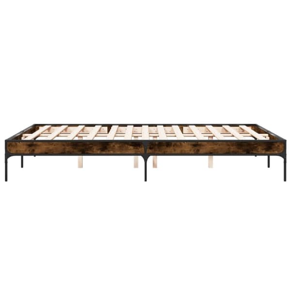 vidaXL Sengeramme røkt eik 140x200 cm konstruert tre og metall