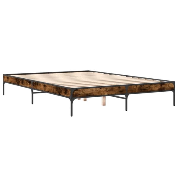 vidaXL Sengeramme røkt eik 140x200 cm konstruert tre og metall