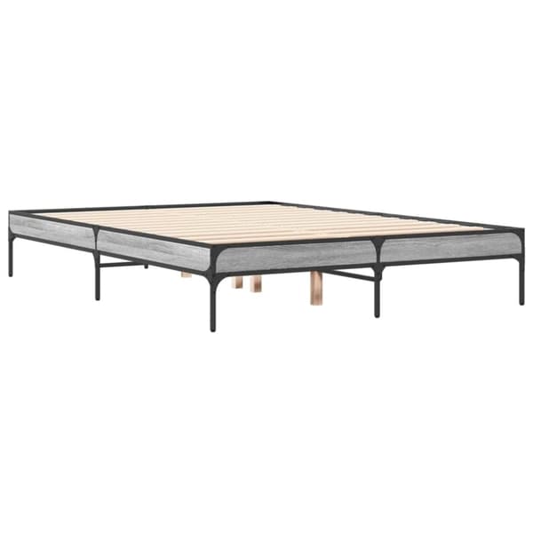 vidaXL Sengeramme grå sonoma 140x190 cm konstruert tre og metall