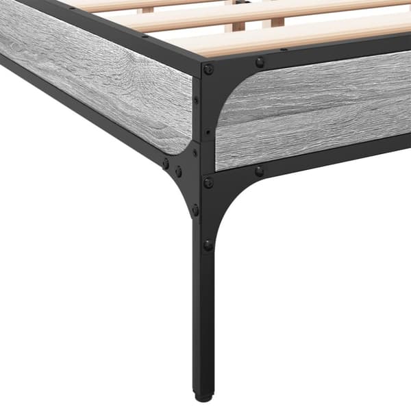 vidaXL Sengeramme grå sonoma 140x190 cm konstruert tre og metall