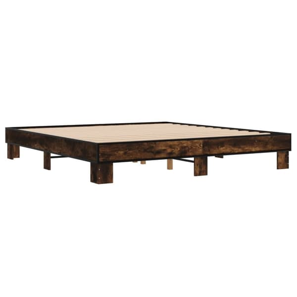 vidaXL Sängynrunko savutammi 160x200 cm tekninen puu ja metalli