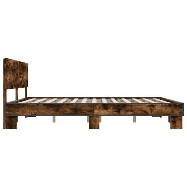 vidaXL Sängynrunko savutammi 180x200 cm tekninen puu ja metalli