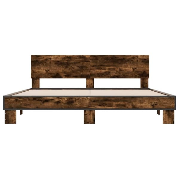 vidaXL Sengeramme røkt eik 180x200 cm konstruert tre og metall
