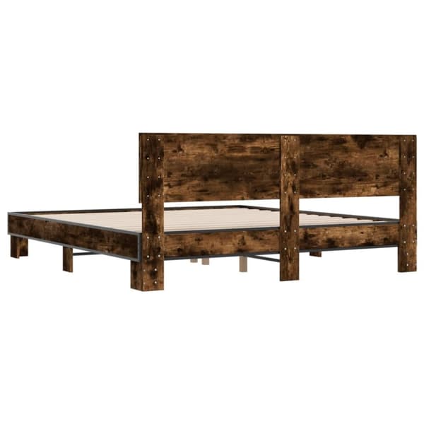 vidaXL Sengeramme røkt eik 180x200 cm konstruert tre og metall