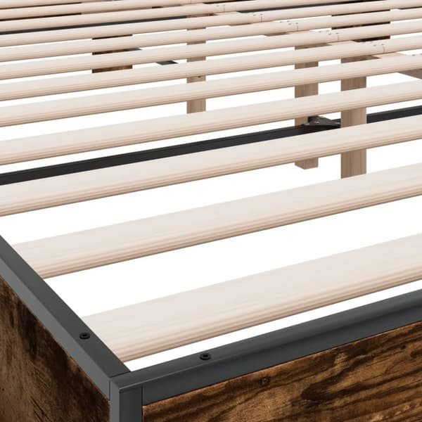 vidaXL Sengeramme røkt eik 180x200 cm konstruert tre og metall