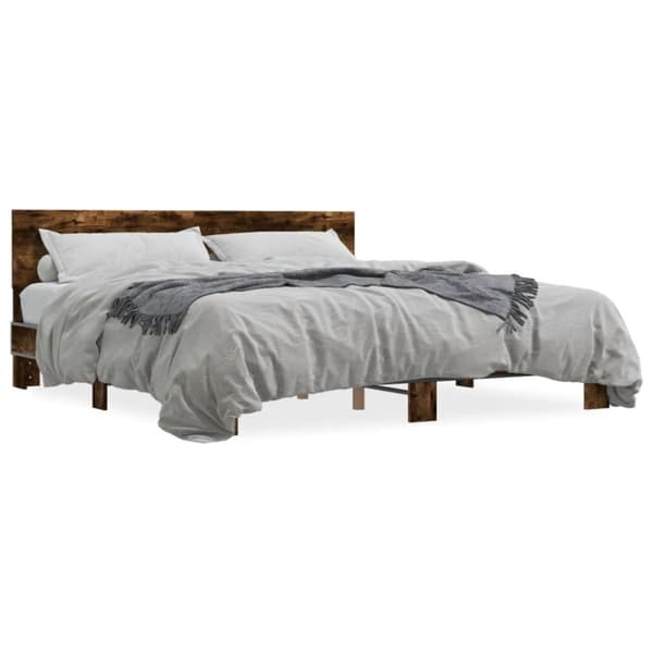 vidaXL Sengeramme røkt eik 180x200 cm konstruert tre og metall