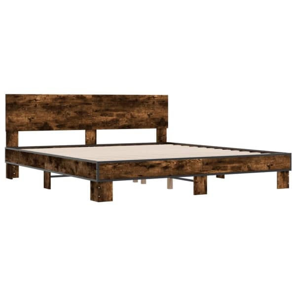 vidaXL Sengeramme røkt eik 180x200 cm konstruert tre og metall