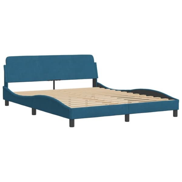 vidaXL Säng med madrass blå 160x200 cm sammet