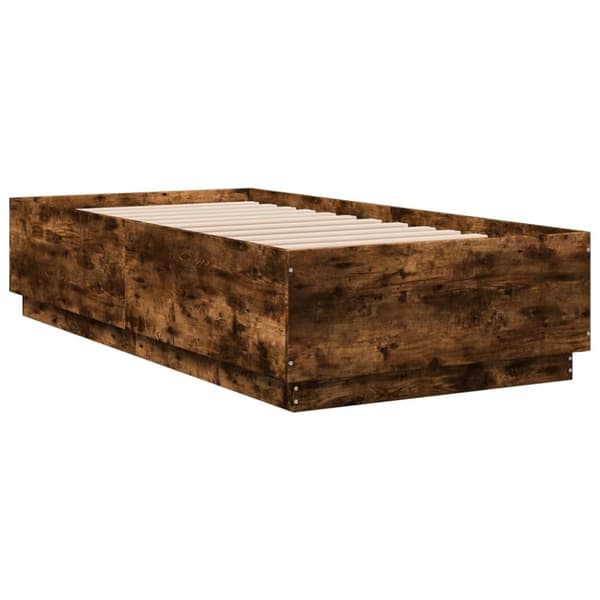 vidaXL Sengeramme med LED-lys røkt eik 75x190 cm konstruert tre
