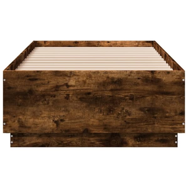vidaXL Sengeramme med LED-lys røkt eik 75x190 cm konstruert tre