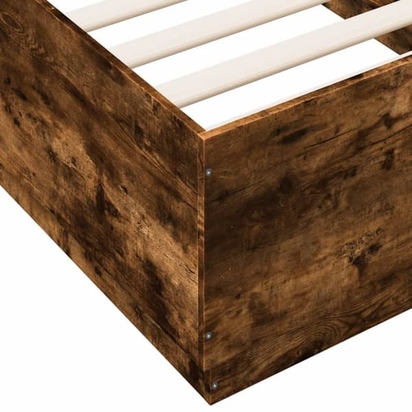 vidaXL Sengeramme med LED-lys røkt eik 75x190 cm konstruert tre