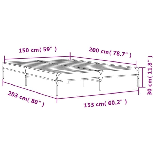 vidaXL sengestel 150x200 cm konstrueret træ og metal sort