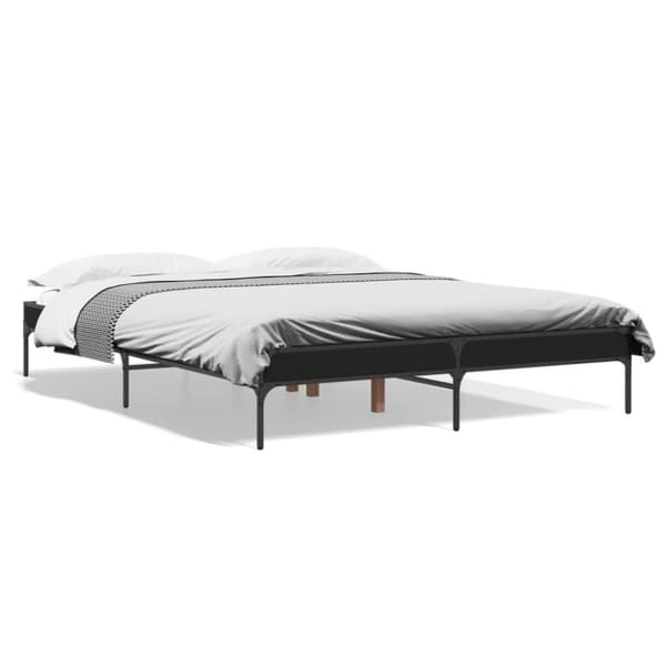 vidaXL sengestel 150x200 cm konstrueret træ og metal sort