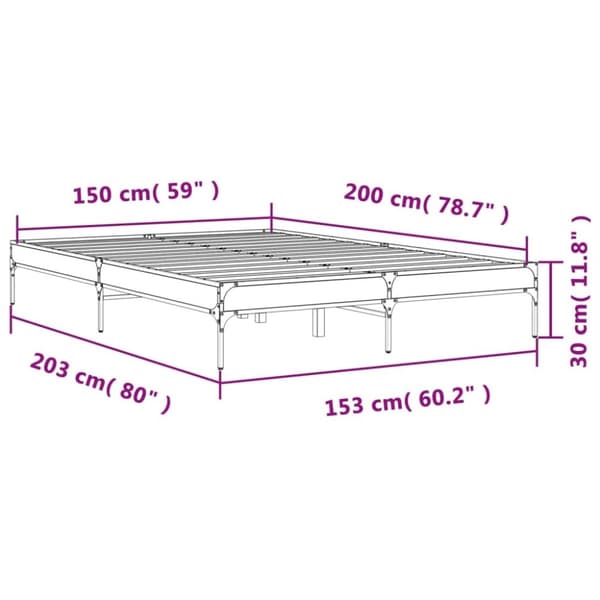 vidaXL sengestel 150x200cm konstrueret træ og metal røget egetræsfarve
