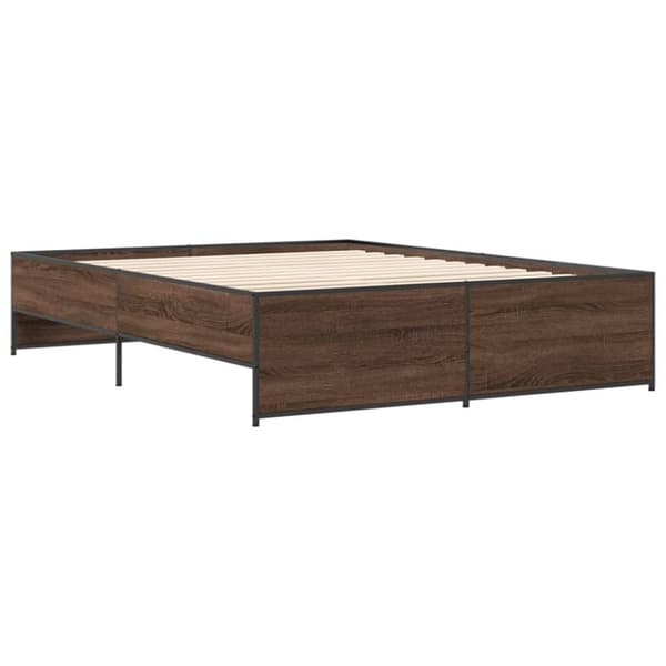 vidaXL Sengeramme brun eik 140x200 cm konstruert tre og metall