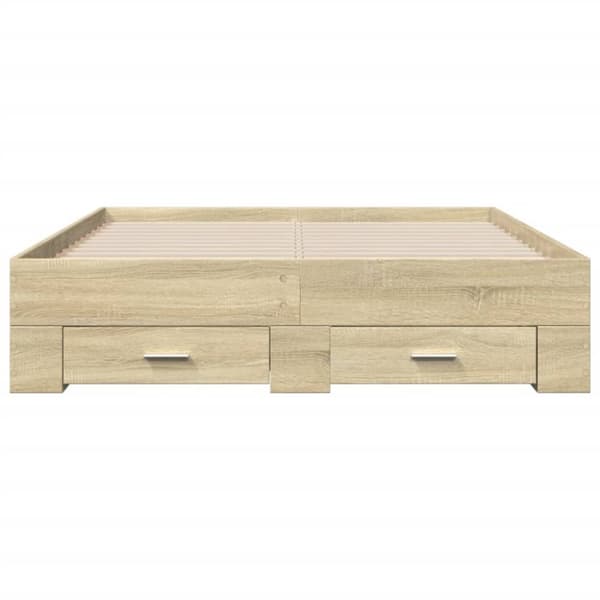 vidaXL Sengeramme med skuffer sonoma eik 120x190 cm konstruert tre