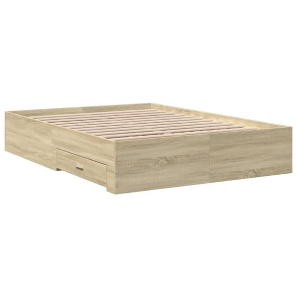 vidaXL Sengeramme med skuffer sonoma eik 120x190 cm konstruert tre