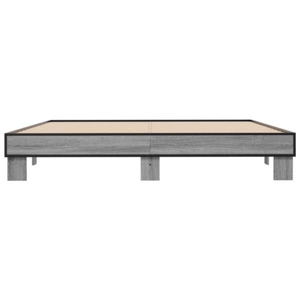 vidaXL Sengeramme grå sonoma 200x200 cm konstruert tre og metall