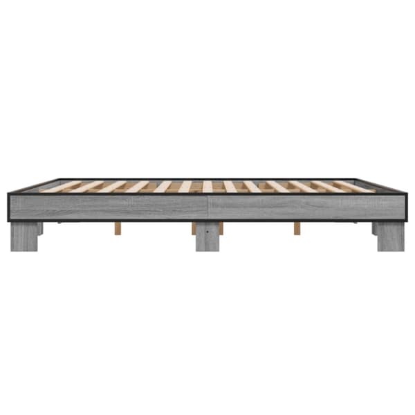 vidaXL Sengeramme grå sonoma 200x200 cm konstruert tre og metall