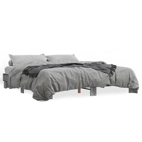 vidaXL Sengeramme grå sonoma 200x200 cm konstruert tre og metall