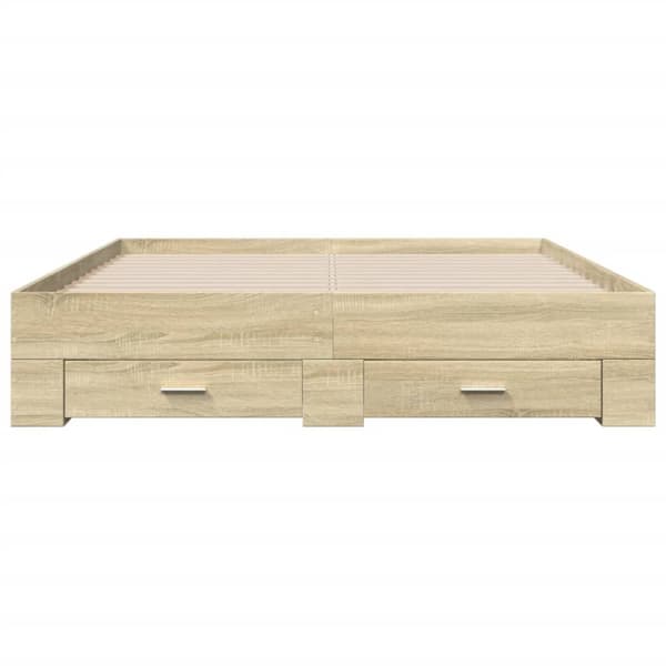 vidaXL sengeramme med skuffer 140x200 cm konstrueret træ sonoma-eg
