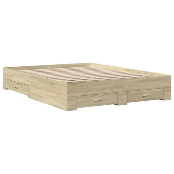 vidaXL sengeramme med skuffer 140x200 cm konstrueret træ sonoma-eg