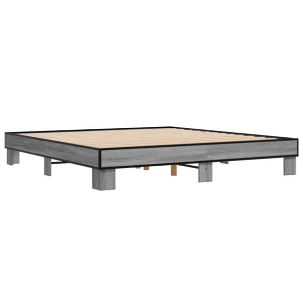 vidaXL sengestel 200x200 cm konstrueret træ og metal grå sonoma-eg
