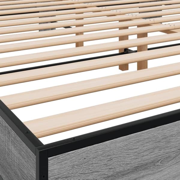 vidaXL sengestel 200x200 cm konstrueret træ og metal grå sonoma-eg